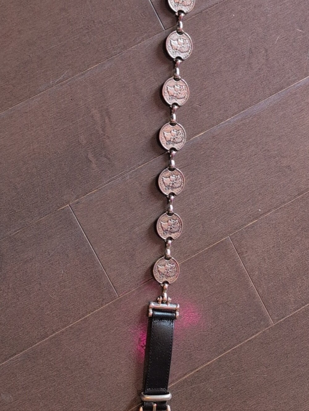 Black Leather Coin Link Belt